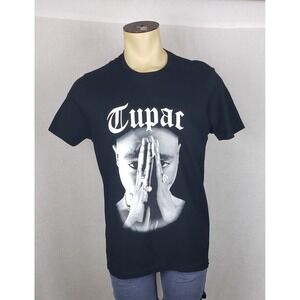 Cross Colours Tupac Shakur Unisex Black Graphic T-Shirt M Casual Rap Hip Hop 90s